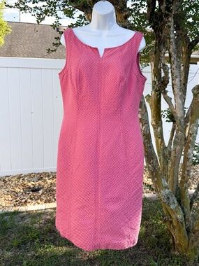 Talbots Pink Sleeveless Sheath Dress Textured 14